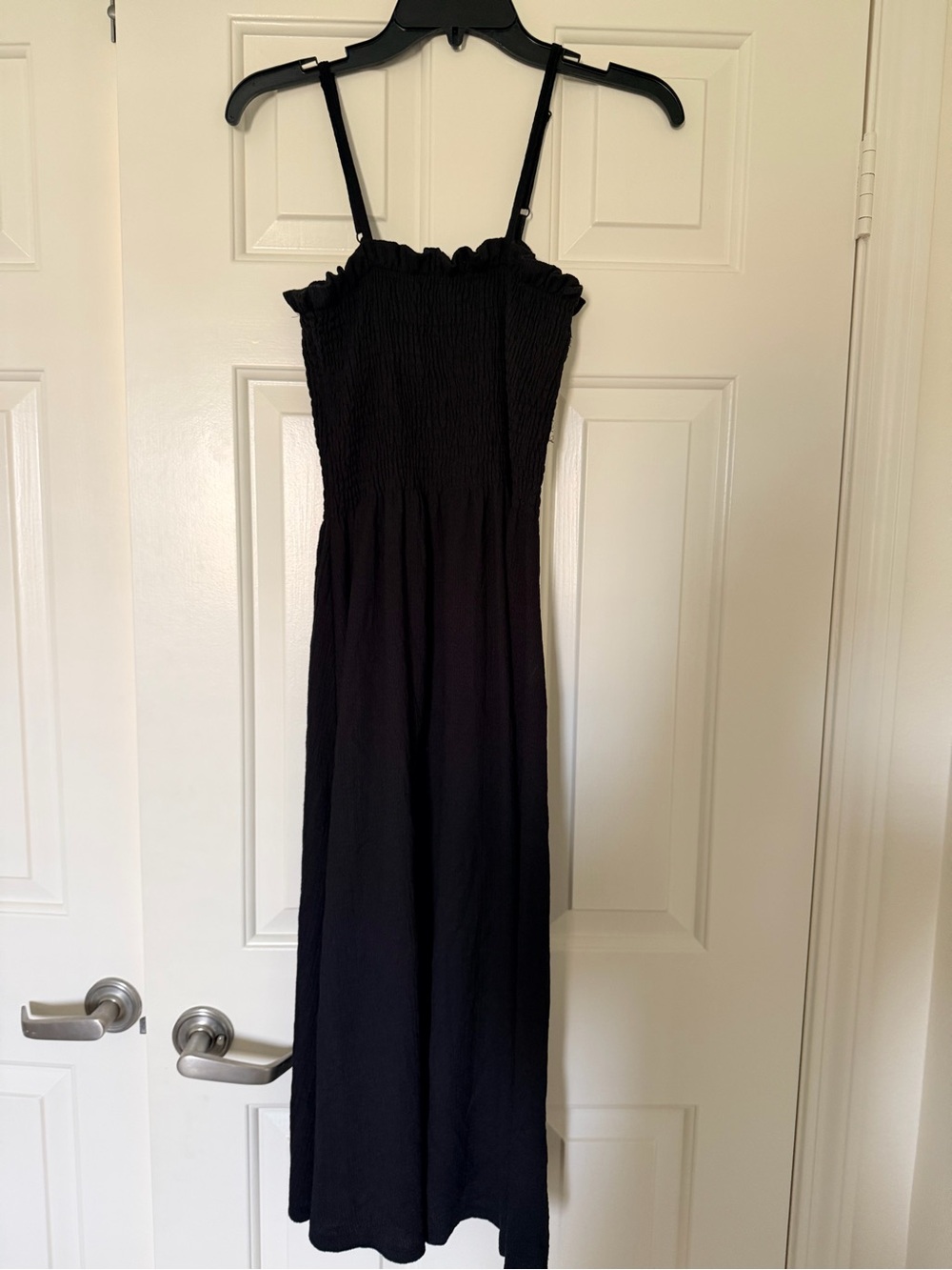 H&M Black Smocked Maxi Dress with Ruffle Trim